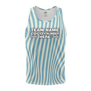 Custom Fully Sublimated Serene Stripes Tie Dye Pattern Blue White Performance Tank Top 19095