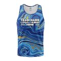 Custom Fully Sublimated Ocean Swirl Tie Dye Pattern Blues Performance Tank Top 19111