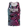Custom Fully Sublimated Mesmerizing Waves Tie Dye Black Pink Blue Performance Tank Top 19139