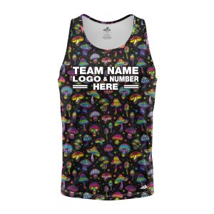 Custom Fully Sublimated Fungi Frenzy Tie Dye Black Multicolor Performance Tank Top 19147