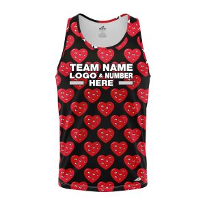 Custom Fully Sublimated Heartbeat Tie Dye Black Red Performance Tank Top 19151