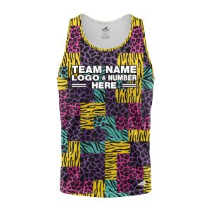 Custom Fully Sublimated Mixed Animal Print Yellow Purple Pink Teal Performance Tank Top 19299