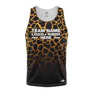 Custom Fully Sublimated Giraffe Animal Print Pattern Black Yellow Performance Tank Top 19291