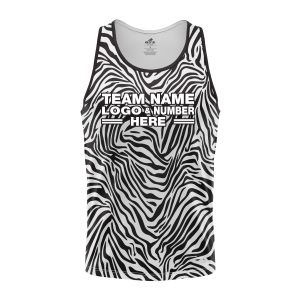 Custom Fully Sublimated Zebra Skin Print Black White Performance Tank Top 19343