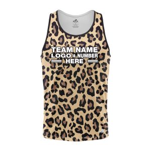 Custom Fully Sublimated Classic Cheetah Animal Print Black Brown Gold Performance Tank Top 19363