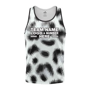 Custom Fully Sublimated Elegant Dynamic Animal Print Black White Performance Tank Top 19359