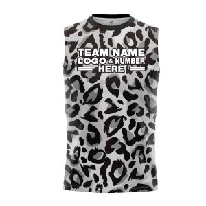 Custom Fully Sublimated Monochrome Leopard Animal Print Black White Performance Sleeveless 19443