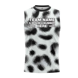 Custom Fully Sublimated Elegant Dynamic Animal Print Black White Performance Sleeveless 19455