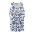 Custom Fully Sublimated Watercolor Floral Pattern Blue White Performance Tank Top 19491