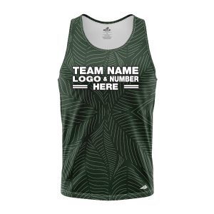 Custom Fully Sublimated Green Leaf Floral Pattern Green Black Performance Tank Top 19495