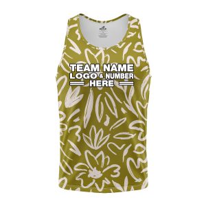 Custom Fully Sublimated Olive Floral Pattern Green White Performance Tank Top 19499
