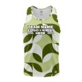 Custom Fully Sublimated Contemporary Leaf Floral Pattern White Green Performance Tank Top 19519