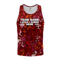 Custom Fully Sublimated Dynamic Floral Pattern Red Orange Pink Performance Tank Top 19523