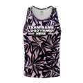 Custom Fully Sublimated Monochrom Floral Three Pattern Dark Blue Baby Pink Performance Tank Top 19547