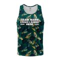 Custom Fully Sublimated Tropical Forest Floral Pattern Teal Blue Orange Performance Tank Top 19555