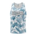 Custom Fully Sublimated Elegant Leaf Floral Two Pattern White Blue Performance Tank Top 19587