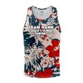 Custom Fully Sublimated Vibrant Tropical Floral Pattern Teal Red Pink Performance Tank Top 19567
