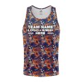 Custom Fully Sublimated Floral Pattern Blue Orange Performance Tank Top 19607