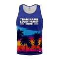 Custom Fully Sublimated Sunset  Tropical Floral Pattern Blue Multicolor Performance Tank Top 19603