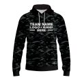 Custom Fully Sublimated Stealth Camo Pattern Black Gray Performance Sports Pullover Hoodie 20956