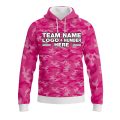 Custom Fully Sublimated Stealth Camo Pattern Pink Performance Sports Pullover Hoodie 20960