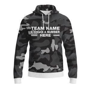 Custom Fully Sublimated Cool Camo Pattern Blue White Performance Sports Pullover Hoodie 20964