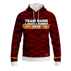 Custom Fully Sublimated Digital Camo Pattern Red Performance Sports Pullover Hoodie 20994