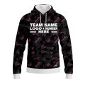 Custom Fully Sublimated Sports Camo Pattern Pink Black Performance Sports Pullover Hoodie 21006