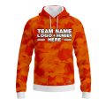 Custom Fully Sublimated Sports Camo Pattern Texture Orange Performance Sports Pullover Hoodie 21022