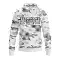 Custom Fully Sublimated Pixel Camo Pattern White Black Performance Sports Pullover Hoodie 21050