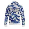 Custom Fully Sublimated Cool Camo Pattern Blue White Performance Sports Pullover Hoodie 21042