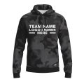 Custom Fully Sublimated Stealth Camo Pattern Black Gray Performance Sports Pullover Hoodie 21044