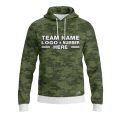 Custom Fully Sublimated Digital Forest Camo Pattern Dark Green Performance Sports Pullover Hoodie 21048