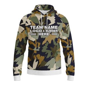 Custom Fully Sublimated Pixel Camo Pattern White Black Performance Sports Pullover Hoodie 21052