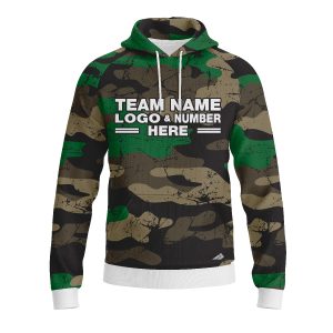 Custom Fully Sublimated Traditional Camo Pattern Black Green Brown Performance Sports Pullover Hoodie 21060