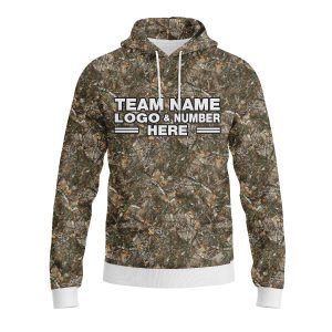 Custom Fully Sublimated Realistic Forest Camo Two Pattern Brown Performance Sports Pullover Hoodie 21070