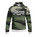 Custom Fully Sublimated Contemporary Woodland Camo Pattern Dark Green Black Performance Sports Pullover Hoodie 21072