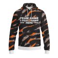 Custom Fully Sublimated Claws Camo Pattern Black Orange Performance Sports Pullover Hoodie 21074
