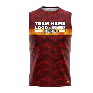 Custom Fully Sublimated Digital Camo Pattern Red Performance Sleeveless 21164