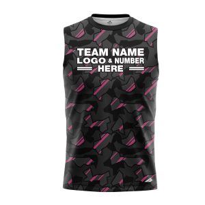 Custom Fully Sublimated Sports Camo Pattern Pink Black Performance Sleeveless 21180