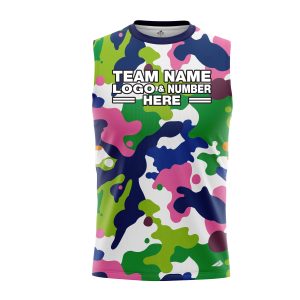 Custom Fully Sublimated Vibrant Camo Pattern Texture Multicolor One Performance Sleeveless 21184