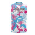 Custom Fully Sublimated Vibrant Camo Pattern Texture Sky Blue Pink Performance Sleeveless 21192
