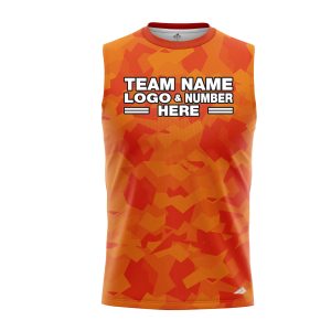 Custom Fully Sublimated Sports Camo Pattern Texture Orange Performance Sleeveless 21212