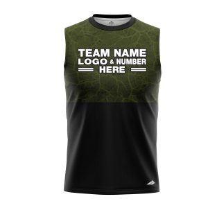 Custom Fully Sublimated Forest Camo Pattern Texture Green Black Performance Sleeveless 21228
