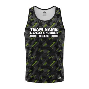 Custom Fully Sublimated Sports Camo Pattern Neon Green Black Performance Tank Top 21412