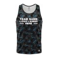 Custom Fully Sublimated Sports Camo Pattern Neon Blue Black Performance Tank Top 21416