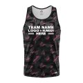 Custom Fully Sublimated Sports Camo Pattern Pink Black Performance Tank Top 21428
