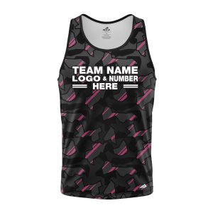 Custom Fully Sublimated Sports Camo Pattern Pink Black Performance Tank Top 21428