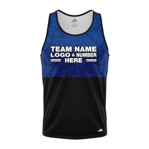 Custom Fully Sublimated Forest Camo Pattern Texture Blue Black Performance Tank Top 21468