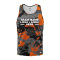 Custom Fully Sublimated Orange Splash Camo Pattern Black Gray Orange Black Performance Tank Top 21488
